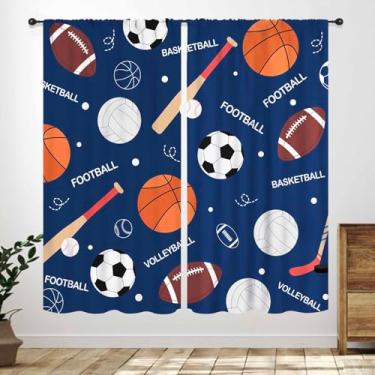 Imagem de Cortinas de janela infantis para quarto, tema esportivo, desenho animado, basquete, futebol, bola de futebol, tratamentos de janela para quarto de adolescentes, sala de estar, sala de jogos, 2