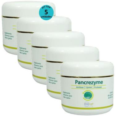 Imagem de Pancrezyme 60 Cápsulas 500mg Para Cães e Gatos Inovet Kit Com 5