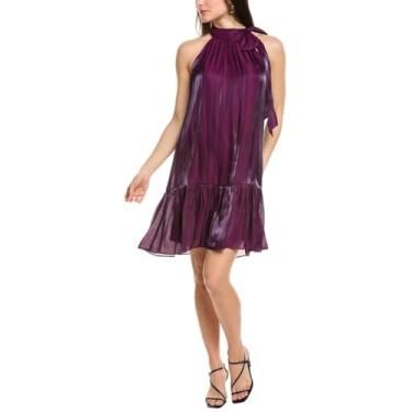 Imagem de Anne Klein Vestido feminino curto com laço, Roxo florescendo, 36