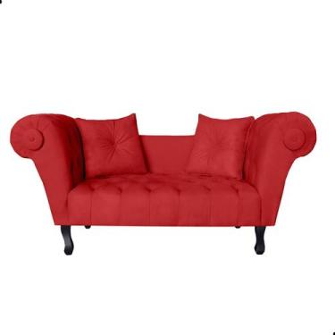 Imagem de Recamier Sofá Divã Namoradeira Dubai Suede - Fina Mobília, Vermelho