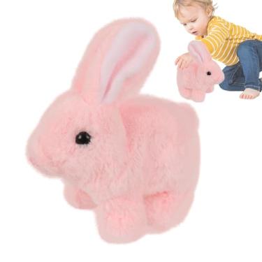 Imagem de Coelho elétrico, brinquedo de fingimento de coelho - Animal de pelúcia recheada de coelho pequeno - Pequeno animal de estimação com orelhas trêmulas, acessórios para decoração para namorada, colega de