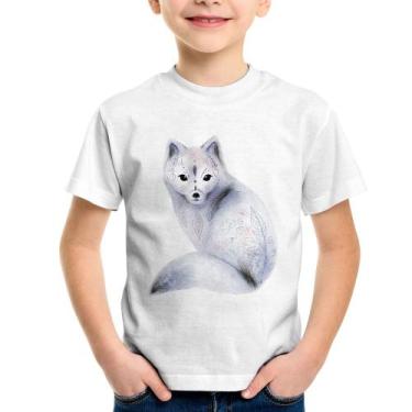 Imagem de Camiseta Infantil Raposa Arte - Foca na Moda, Branco, 2