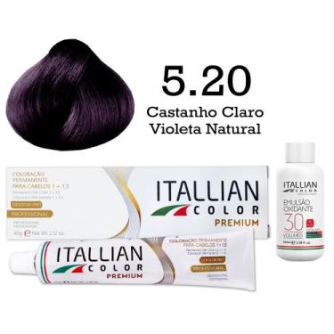 Imagem de Kit Coloração Itallian Color 5.20 Castanho Claro Violeta Natural + Oxi