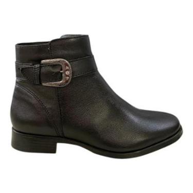 Imagem de Bota Coturno Feminino New Born Couro Legítimo Fivela 9868 Preto-Feminino