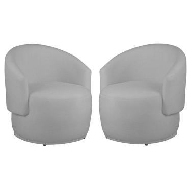 Imagem de Kit 2 Poltronas Decorativa Redondo Estofada Heitor Sala Escritório E Recepção Suede Grafite Eli Móveis