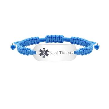 Imagem de Tobestu Pulseiras ajustáveis de alerta médico de aço inoxidável - Pulseira de identificação de informações de saúde com símbolo de emergência - YS5833, Adjustable, Nylon, Sem Pedra Preciosa