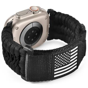 Imagem de KEEGOP Pulseira esportiva de nylon compatível com Apple Watch 49 mm, 45 mm, 44 mm e 42 mm, pulseira tática paracord resistente para ultra 2/Ultra séries 10, 9, 8, 7 e 6, smartwatch masculino trançado