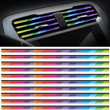 Imagem de MINGZAIQIPEI Acabamento de saída de ventilação de carro acabamento de moldagem interior do carro ar condicionado saída de ventilação acabamento cromado PVC interior do carro acabamento de saída de