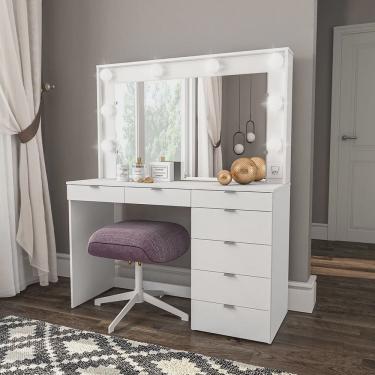 Imagem de Penteadeira Camarim com Espelho 7 Gavetas e Tomada Diamante Espresso Móveis