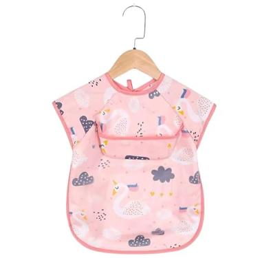 Imagem de Babador Regatinha Neném Proteção Dupla Impermeável Flamingo Com Elastico Coletor de Migalhas Tecido Plastificado Molinho Impermeável