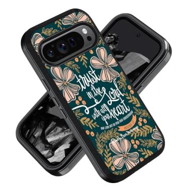 Imagem de ZXHSBROK Capa para celular Google Pixel 9 Pro XL, capa protetora contra quedas à prova de choque de grau militar 3 camadas para Google Pixel 9 Pro XL (2024), versículo bíblico cristão Provérbios 3:5