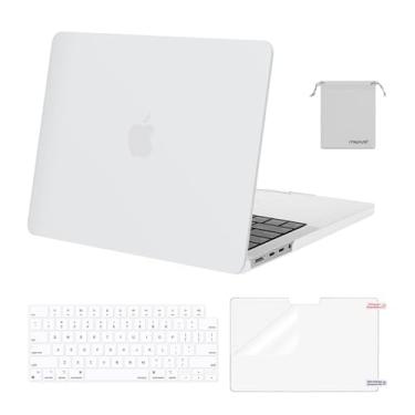 Imagem de MOSISO Compatível com MacBook Pro 35.6 cm capa 2025 2024 2023 2022 2021 M5 M4 M3 M2 M1 A3112 A3185 A3401 A2918 A2992 A2779 A2442, plástico Capa rígida e teclado Capa e película de tela e bolsa, branca