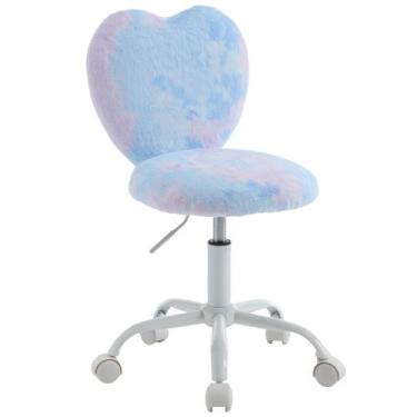 Imagem de Cadeira Infantil para Estudo Chairus Kids - Pelúcia Faux Fur Azul Bebê