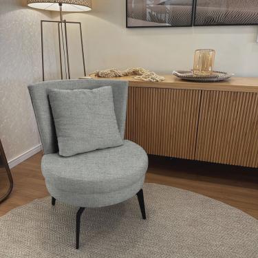 Imagem de Poltrona Lynn Giratória - Tecido Linho Safira Cinza