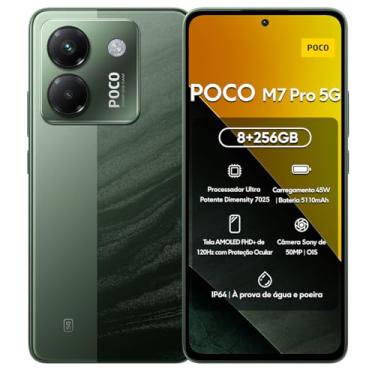 Imagem de Xiaomi Smartphone POCO M7 Pro 5G 256GB | 8GB/12GB RAM | Processador Ultra Potente Dimensity 7025 | Tela AMOLED FHD+ 120Hz com Proteção Ocular | Bateria 5110mAh com 45W Turbo Charge (Verde, 8+256GB)