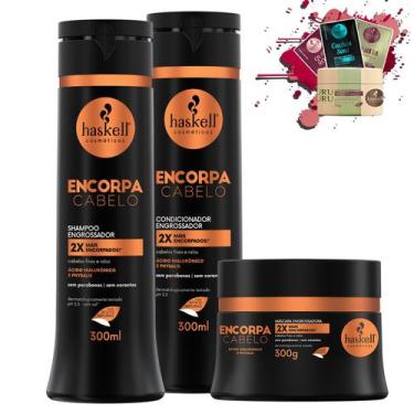 Imagem de Kit Haskell Encorpa Cabelo Shampoo Cond 300ml Masc 300gr