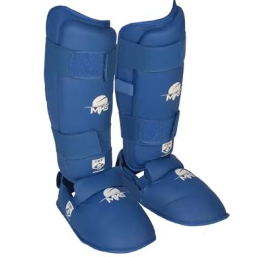 Imagem de Caneleira Karate com Protetor de pé MKS Competition Homologada CBK Azul (G)