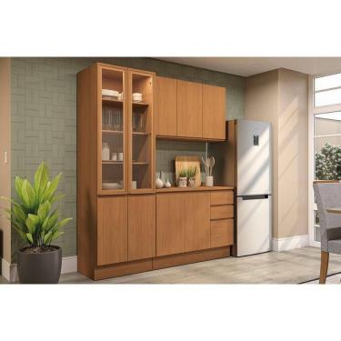 Imagem de Kit de Cozinha Completa 4 Peças Ciela (1Aéreo+1Balcão+1Cristaleira+1Complemento) C4P166 Canela - Kappesberg