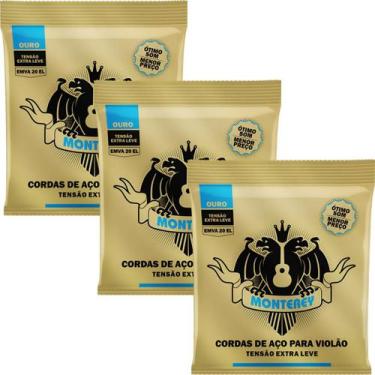 Imagem de Kit 3 Jogo De Cordas Para Violão Aço Solez Monterey 010 Ouro - NoBrand