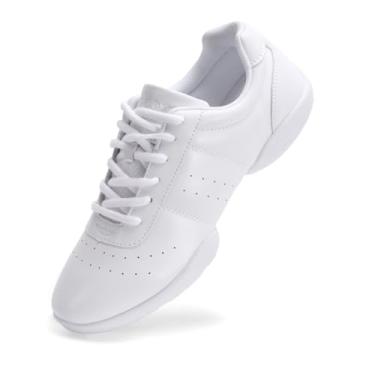 Imagem de JITUUE Cheer Shoes Tênis feminino de dança de torcida com cadarço, academia, esportes, treinamento, para meninas, Branco, 8