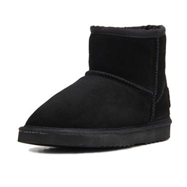 Imagem de Bota de Neve Feminina AUSLAND de Couro Clássico Curta, Preta, 37/38 EUR