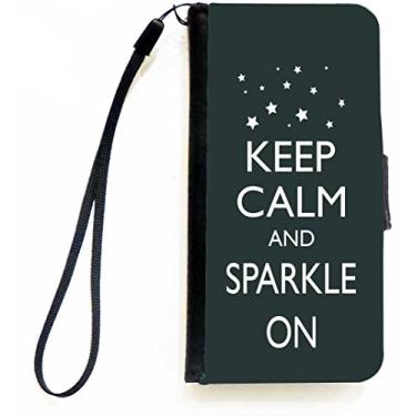 Imagem de Rikki Knight Capa carteira flip Keep Calm and Sparkle On verde com aba magnética para Apple iPhone 5c