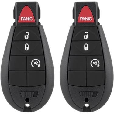 Imagem de Substituição de chaveiro compatível com Jeep Cherokee 2014 2015 2016 2017 2018 2019 2020 substituição de chave de controle remoto GQ4-53T (chip 4A) 68105081 3 botões 433MHz (pacote com 2) (4 botões)