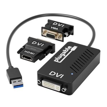 Imagem de Plugable Adaptador de vídeo USB 3.0 para DVI/VGA/HDMI para vários monitores de até 2048 x 1152 suporta Windows 10, 8.1, 7, XP