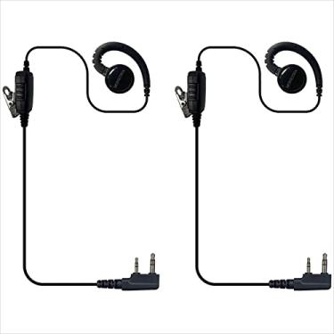 Imagem de MONICONA Fone de ouvido em forma de C, 1 fio de 2 pinos com microfone para Kenwood NX-P1200AV NX-1300NE NX-3220E NX3320 NX3420 TH-D75A TH-K20A (pacote com 2)