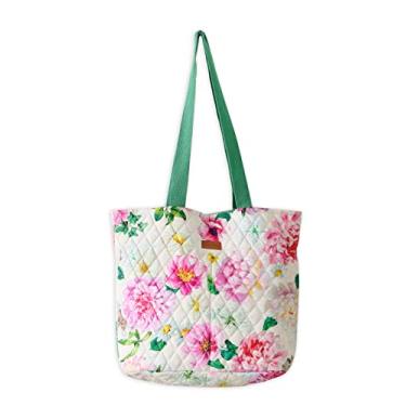 Imagem de Maison d' Hermine Sacola de compras de algodão acolchoada com bolsos com zíper, bolsa pequena, reutilizável, bolsa de compras, trabalho, viagens, 18 - Pivoine, 17.7" L x 6.7" W x 14.6" H (Shopping Bag