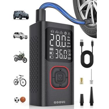Imagem de Compressor de ar portátil, bomba de ar inteligente de 150 PSI para carro, bicicleta, motocicleta, bola, bomba de ar com medidor de pressão digital e luz LED, preto