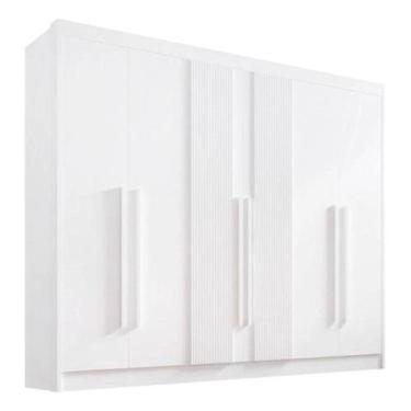 Imagem de Guarda Roupa Casal 6 Portas Athos Ripado Branco Mdf Ddoro - D'Doro Móv