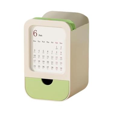 Imagem de Suporte Para Canetas de Mesa | Suporte Para Canetas E Lápis,Organizador Com Calendário E Gaveta Embutida Para Mesa De Casa Escritório Sala De Aula