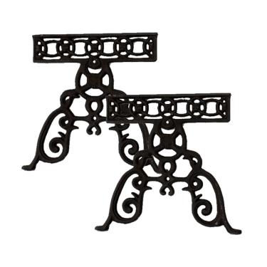 Imagem de Par Pé De Banco Vila Rica Em Ferro Fundido Jardim 41X39Cm