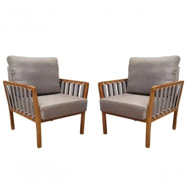 Imagem de Kit 2 Poltronas Luxo Califórnia Cinza Linho 1005