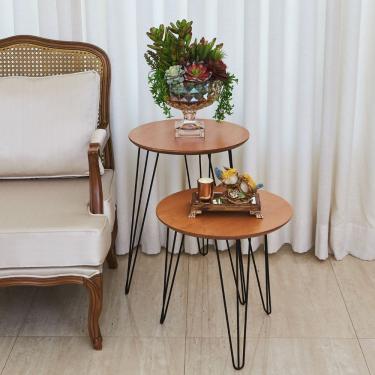 Imagem de Conjunto De Mesa Lateral Industrial Com Base Ferro - Bege