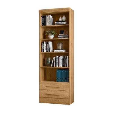 Imagem de Estante Para Livros 5 Prateleiras 2 Gavetas Freijo Toq