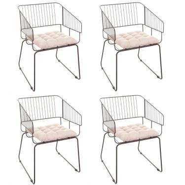 Imagem de Conjunto Com 4 Cadeiras Para Sala De Estar Texas Aço Corten/bege