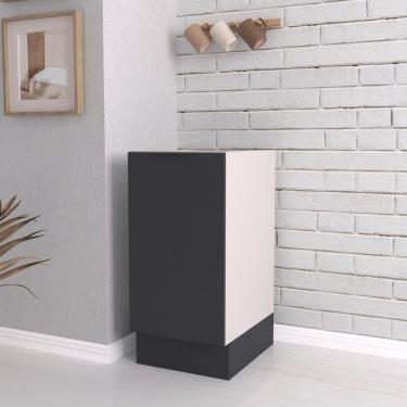 Imagem de Balcão 1 Porta 40cm Sem Tampo Com Rodapé Puxador 150mm Ipanema Cabecasa Madeiramadeira Grafite Trama-branco