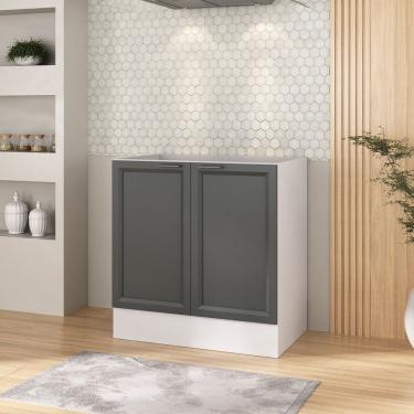 Imagem de Balcão 2 Portas 80cm Sem Tampo Soho Cabecasa Madeiramadeira Branco-grafite