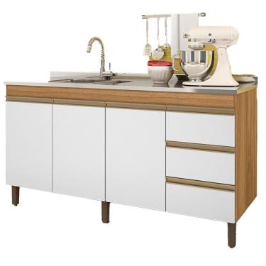 Imagem de Balcão Karen Para Pia 1,59cm 3p 3g Nature Off White Plla