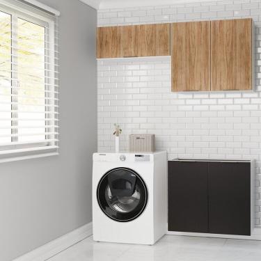 Imagem de Lavanderia Modulada 3 Peças Sem Tampo Sem Rodapé Ipanema Cabecasa Madeiramadeira Grafite Trama Acácia