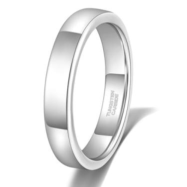 Imagem de TRUMIUM Anéis de tungstênio de 2 mm, 4 mm, 6 mm, alianças de casamento masculinas, banhadas a ouro, bordas chanfradas, planas, altamente polidas, ajuste confortável, tamanho 5-14, Carboneto de