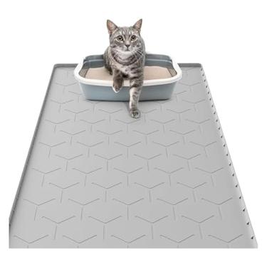 Imagem de Tapete de silicone para pets À prova d’água Ideal para areia de gato Facil de limpar Resiste à molhagem(61.5cm*40cm Cinza claro)