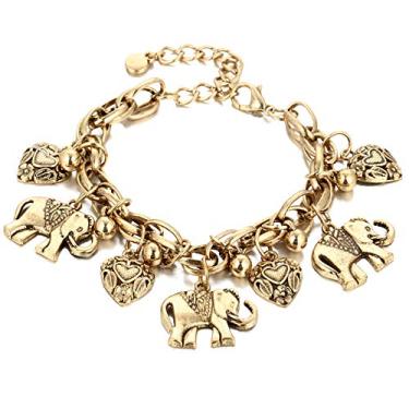 Imagem de Kelistom Vintage Elefante Berloque Tornozeleira para Mulheres Meninas Adolescentes, Banhado a Ouro Prata Tornozeleira Pé Joia de Verão