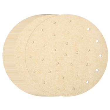 Imagem de HARFINGTON 100 peças de forros de fritadeira a ar, forros redondos de bambu com furos, folhas de papel pergaminho perfurado antiaderente, papel vaporizador descartável para fritadeiras a ar, cesta de