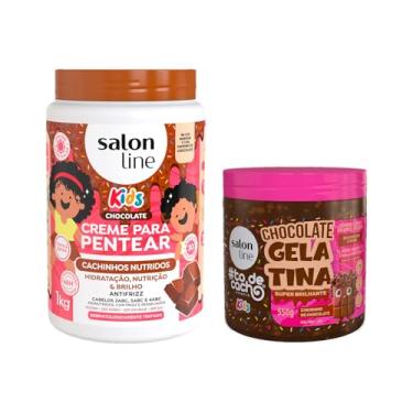 Imagem de Salon Line, Kit Creme para Pentear e Gelatina Capilar, Cheirinho de Chocolate, Vegano - Para Cabelos Ondulados, Cacheados e Crespos, 2 Unidades