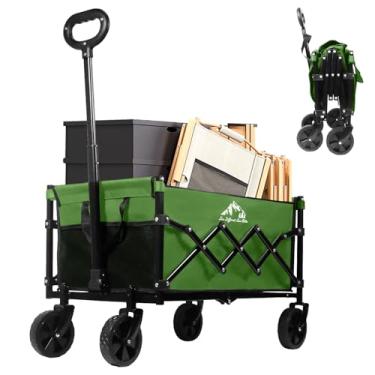 Imagem de VOYSIGN Carrinho utilitário dobrável, vagão de praia de 159 kg, resistente, com alças ajustáveis, rodas giratórias silenciosas de 12,7 cm, leve (5 kg) para compras, acampamento, movimento, verde
