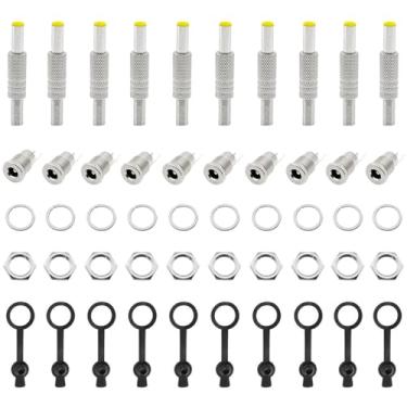 Imagem de HUNSOOL 10 Pares 12V/24V Macho+Fêmea Dc 5,5 Mm X 2,1 Adaptador De Tomada Metal Conector Barril Para Faça Você Mesmo