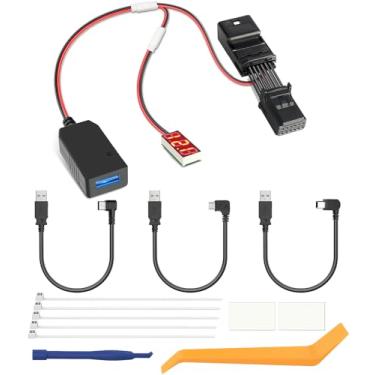 Imagem de YQMAJIM Adaptador De Energia Para Câmera Painel (Tipo A 12P), Compatível Com Honda Ridgeline, Toyota Highlander, Subaru, Espelho Retrovisor Automático Painel, Cabo Carregador Gps Usb Integrado
